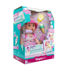 Amoura Interactive Doll 16 Inch Giggle & Treats Baby Doll with Sound Touch Reaction and Food Accessories