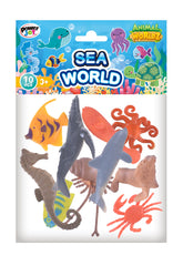 Power Joy Animal Worldz Sea World 10-Piece Set - Ocean Animal Figure Toys for Kids