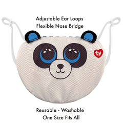 TY Beanie Boo Mask Panda Bamboo White and Black Plush Face Mask Toy