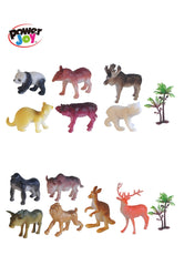Power Joy Animal Worldz Safari 6-Piece Set - Animal Figures Playset for Kids
