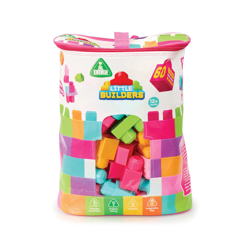 Early Learning Centre ELC Little Builders Big Building Blocks Bag Pink 60 Pieces