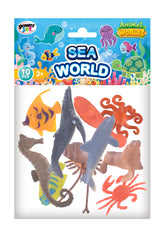 Power Joy Animal Worldz Sea World 10-Piece Set - Ocean Animal Figure Toys for Kids
