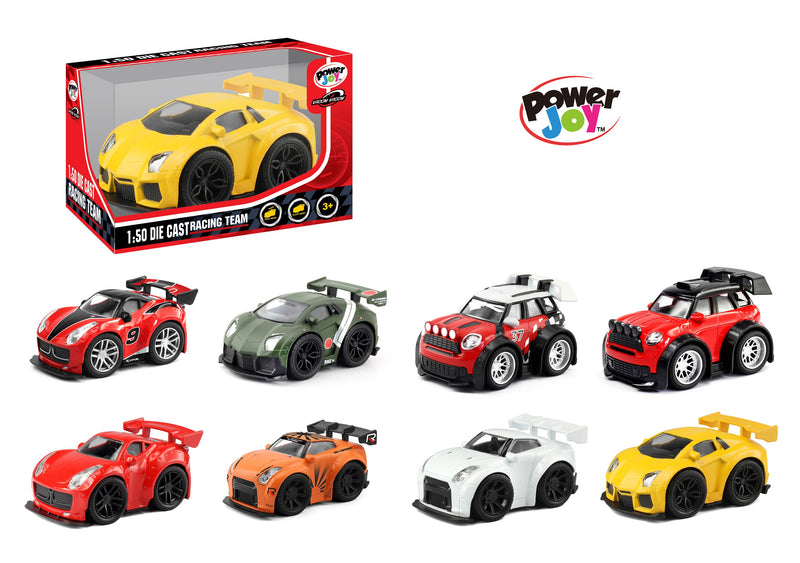 Power Joy Vroom Diecast Racing Team Cars – 1:50 Scale, Assorted - Sold per piece