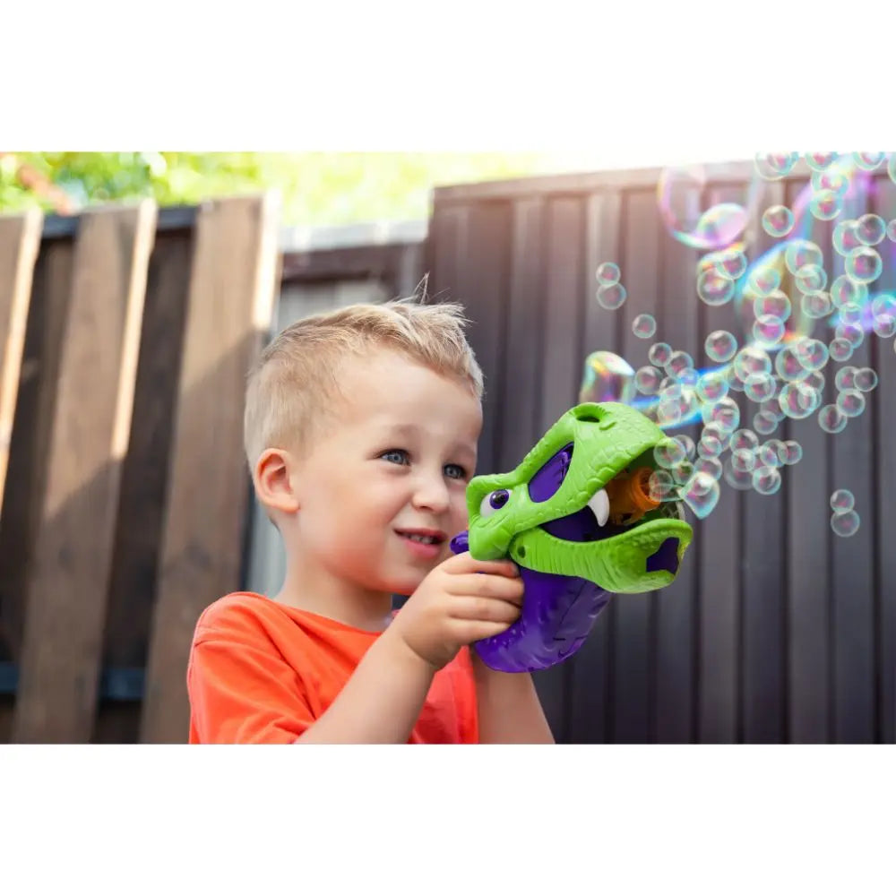 Gazillion Bubble Roarin' Rex Blaster Bubble Gun Toy for Kids with 4oz Solution, Battery Operated