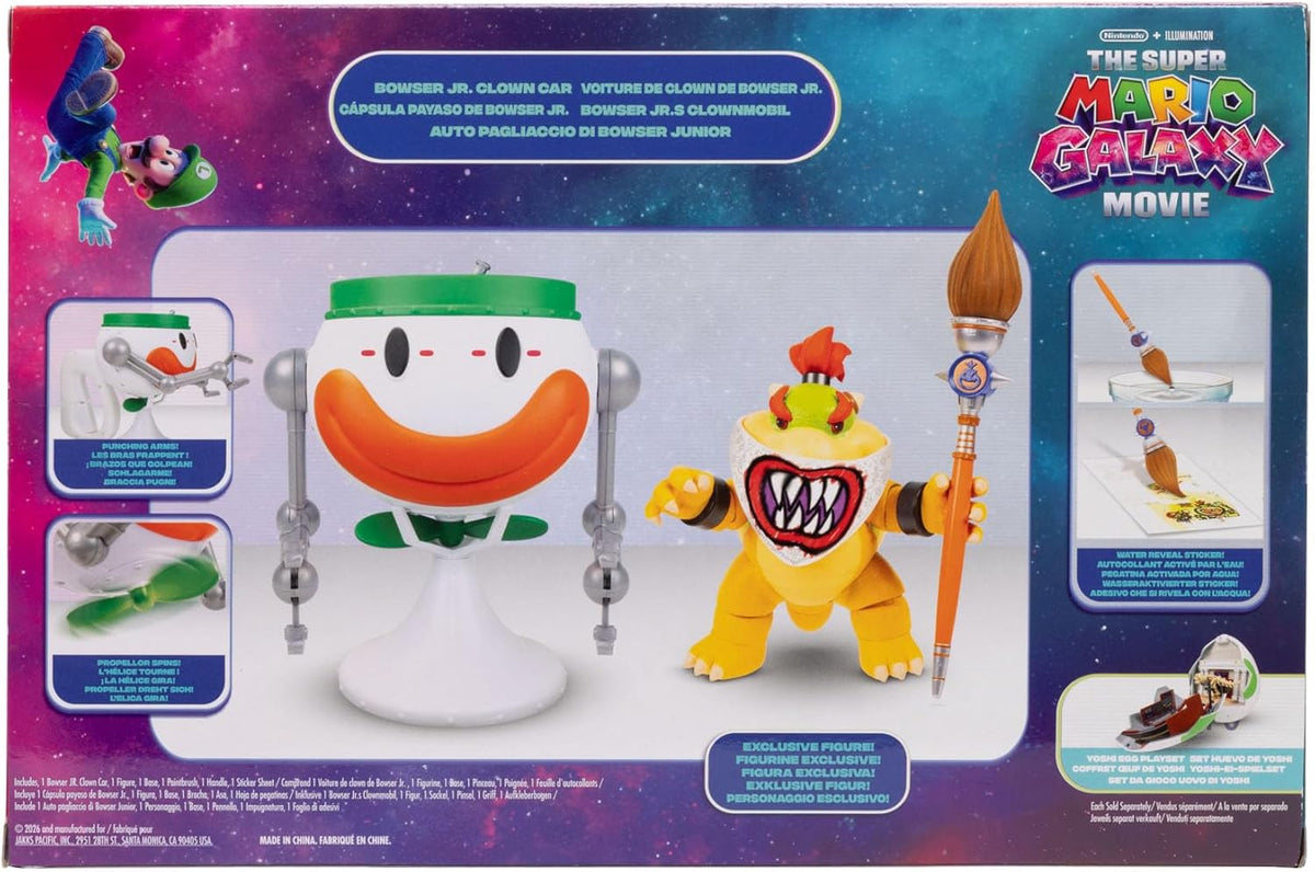 Super Mario Movie 2 Bowser Jr Figure with Car Vehicle Playset Collectible Toy Set