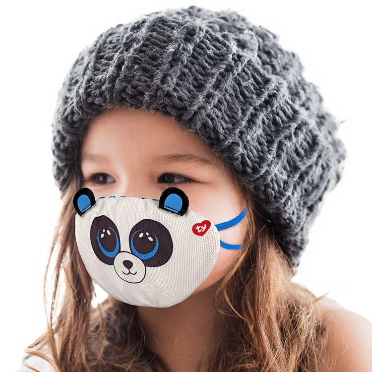 TY Beanie Boo Mask Panda Bamboo White and Black Plush Face Mask Toy