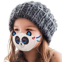 TY Beanie Boo Mask Panda Bamboo White and Black Plush Face Mask Toy