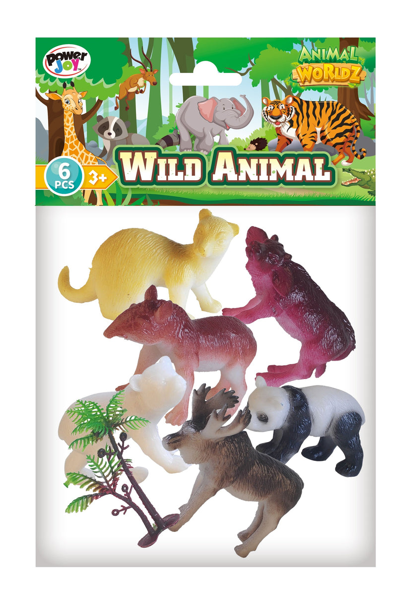 Power Joy Animal Worldz Safari Anniversary 4 6 Piece Set Wild Safari Animal Figures Educational Toy Set for Kids