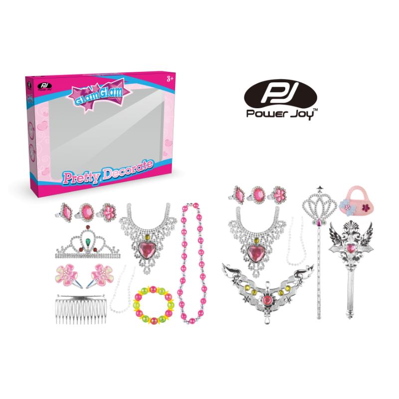 Power Joy Glamglam Princess Jewelry Gift Box Girls Dress Up Accessories Role Play Set Gift for Kids