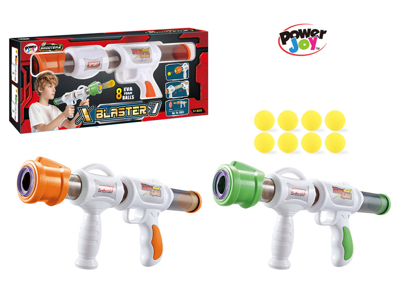Power Joy Shooterz X Blaster 7 Air Pump Foam Ball Blaster with 8 Eva Balls for Kids