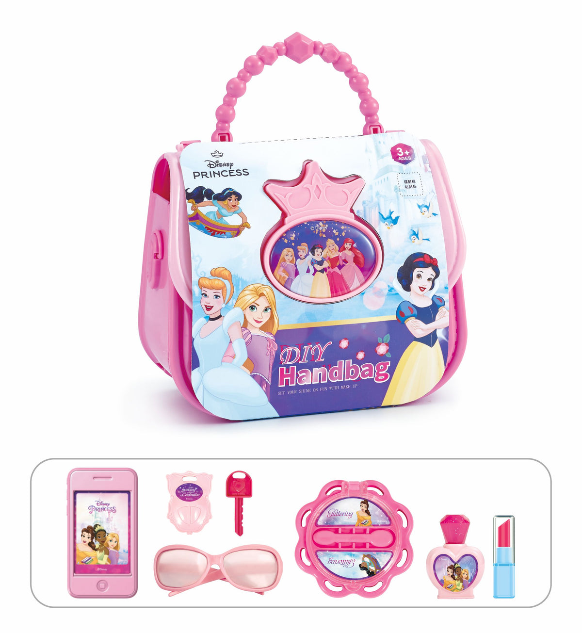Disney Princess Handbag Beauty Playset Imaginative Roleplay Toy with Accessories