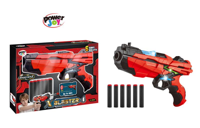 Power Joy X Blaster 4 Light Up Foam Dart Blaster Long Range Toy Blaster with LED Effects for Kids