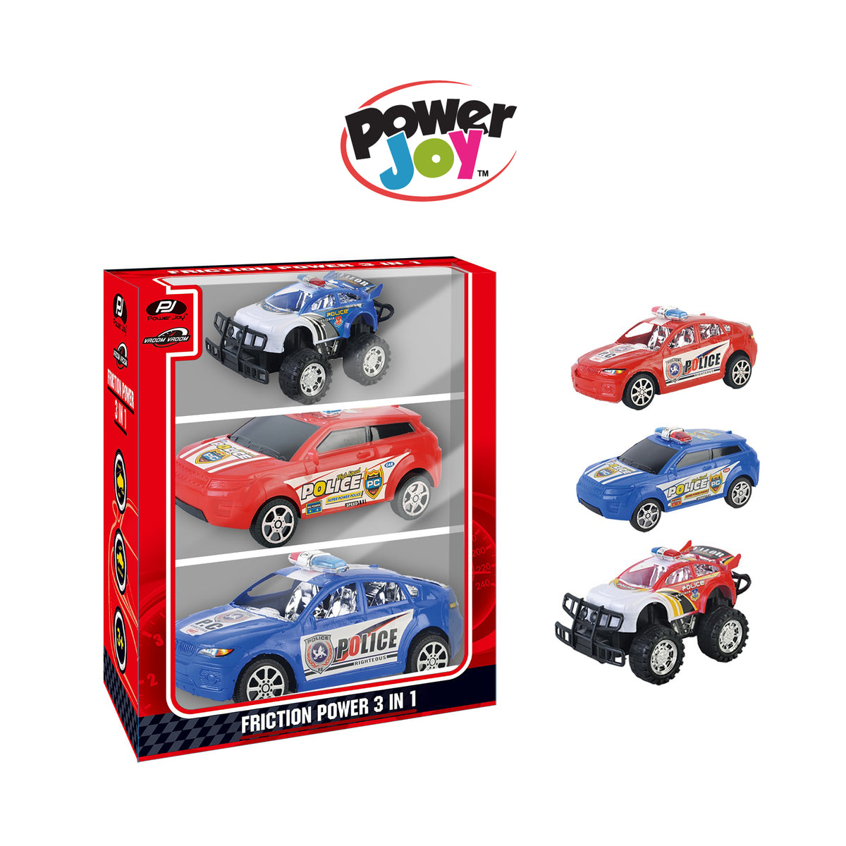 Power Joy Friction Powered 3-in-1 Vehicle Toy Collection