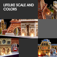 CubicFun 3D LED Puzzles City Line Paris 115-Pieces, Battery Operated