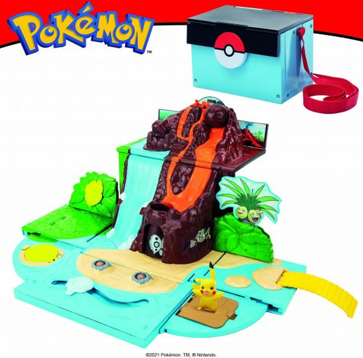 Pokémon Carry Case Volcano Portable Folding Adventure Playset for Kids