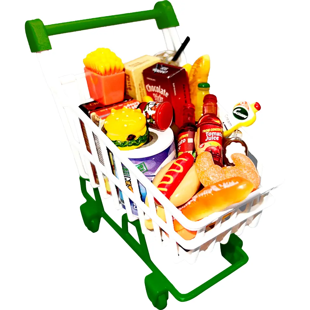 Power Joy Miniworld Mini Mart Shoping Cart Playset
